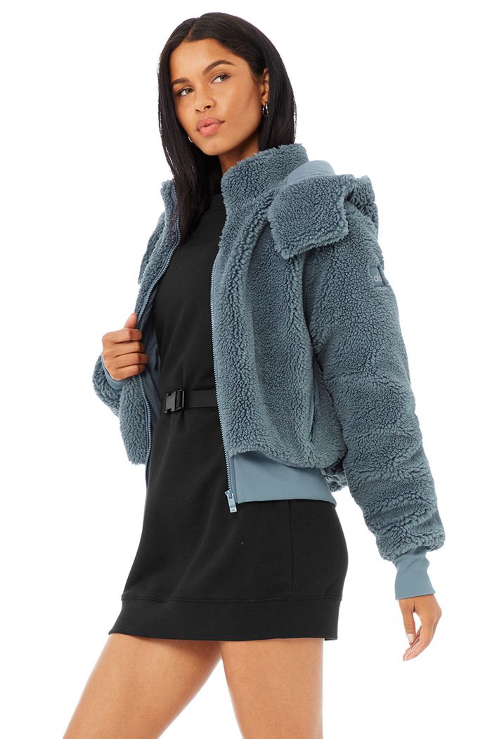 Alo Yoga Foxy Sherpa Women's Jackets Grey | KBYVWXT-39