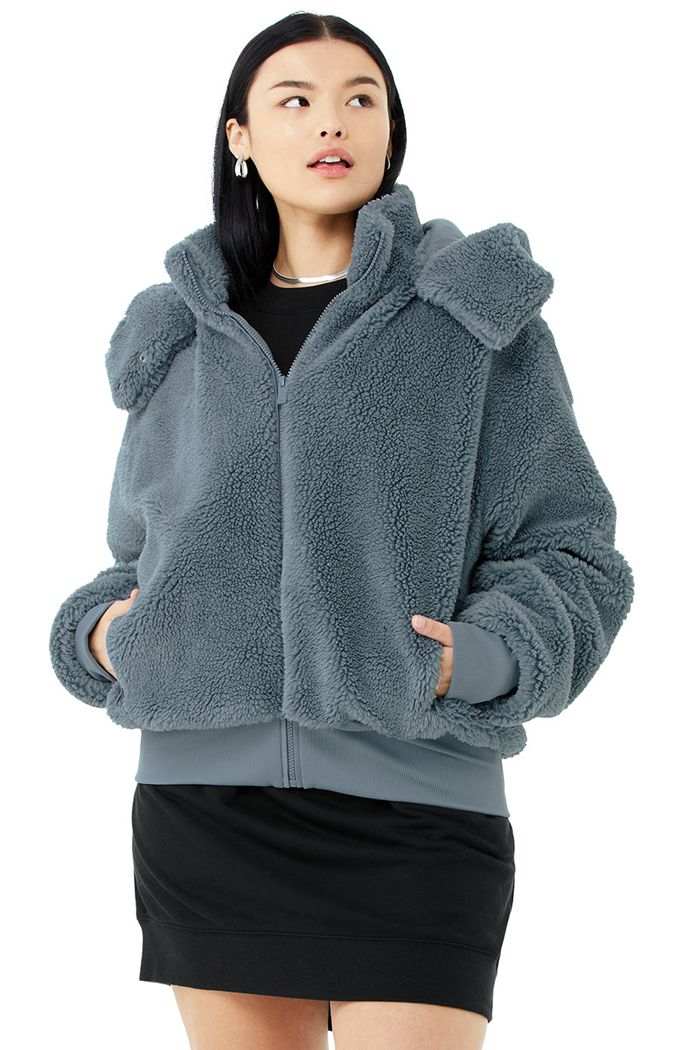 Alo Yoga Foxy Sherpa Women's Jackets Grey | KBYVWXT-39