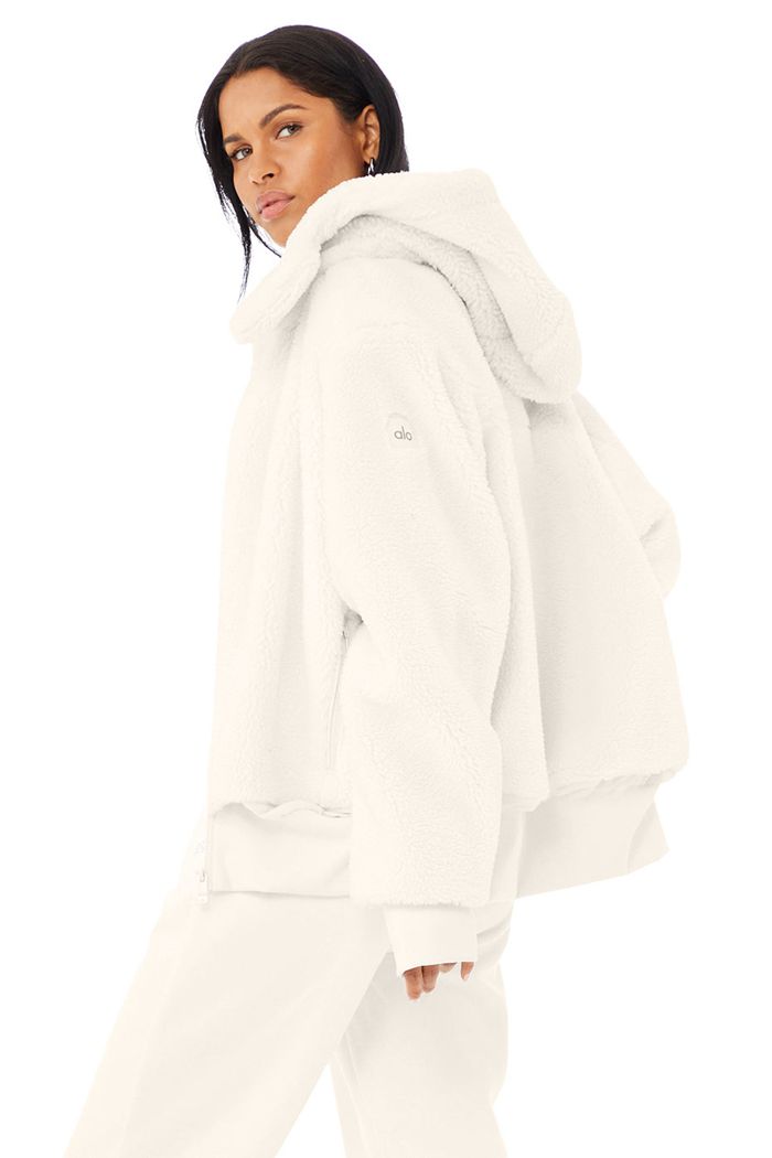 Alo Yoga Foxy Sherpa Women's Jackets White | IBGFQXO-03