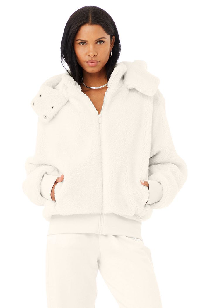 Alo Yoga Foxy Sherpa Women's Jackets White | IBGFQXO-03