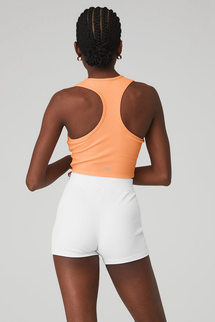 Alo Yoga Goddess Ribbed Cropped Racerback Women's Tank Tops Orange | FZVCRHG-08