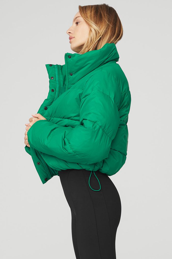 Alo Yoga Gold Rush Puffer Women's Jackets Green Turquoise | JTVWRSM-05