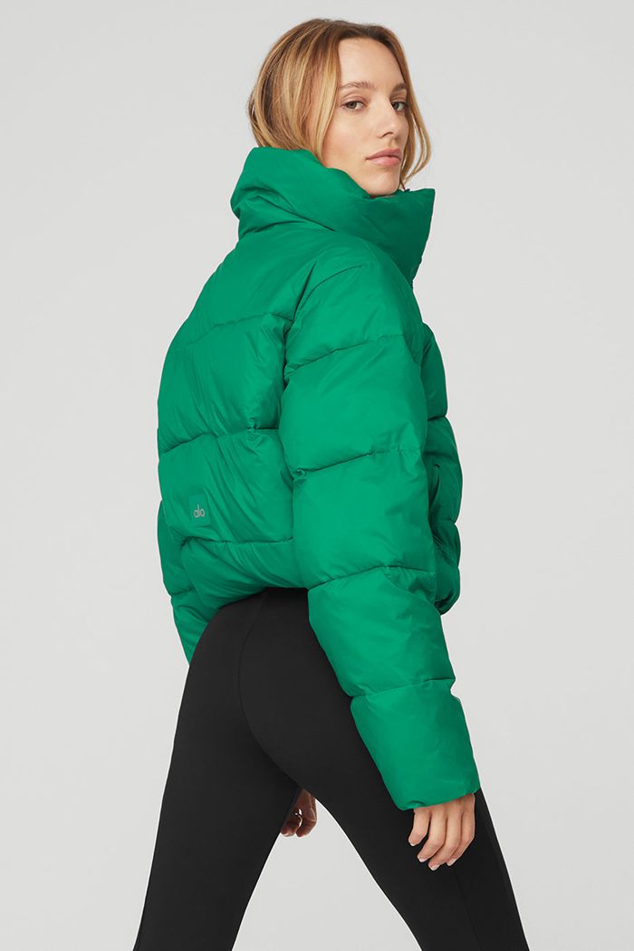 Alo Yoga Gold Rush Puffer Women's Jackets Green Turquoise | JTVWRSM-05