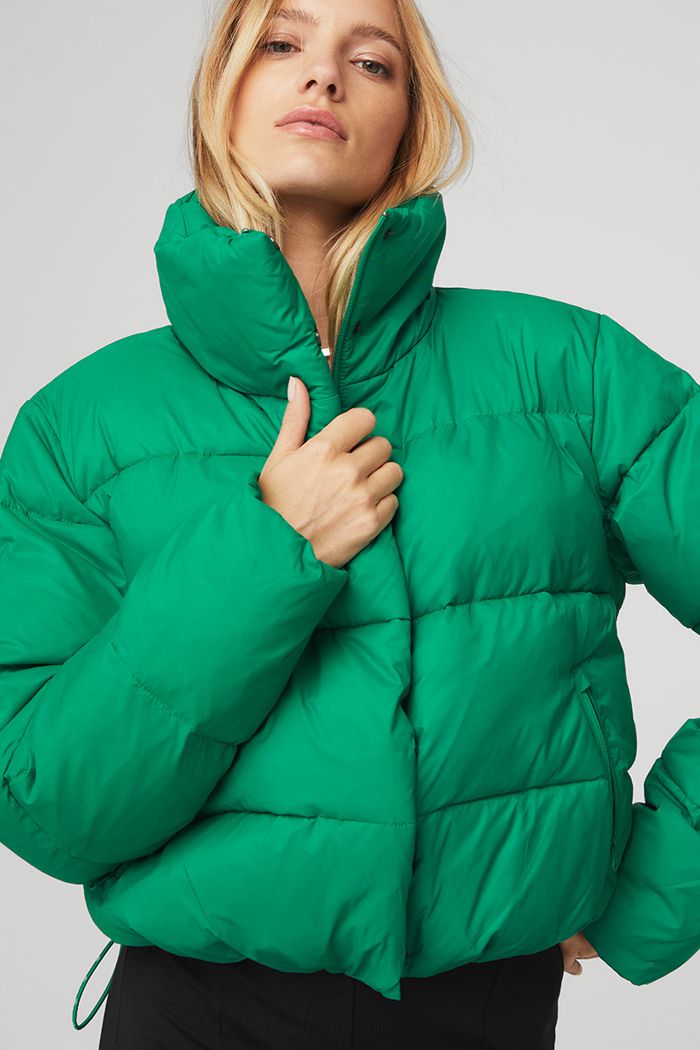 Alo Yoga Gold Rush Puffer Women's Jackets Green Turquoise | JTVWRSM-05