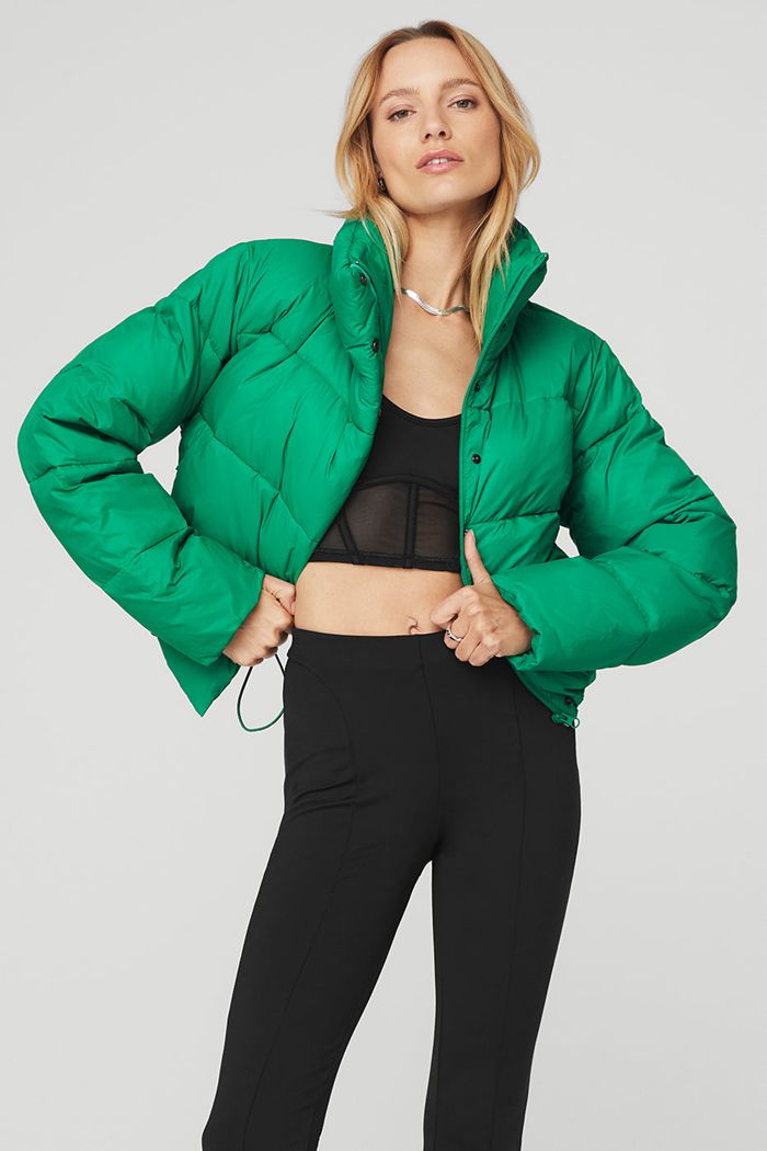 Alo Yoga Gold Rush Puffer Women\'s Jackets Green Turquoise | JTVWRSM-05