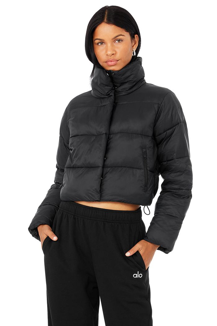 Alo Yoga Gold Rush Puffer Women's Jackets Black | SRPBKIY-87