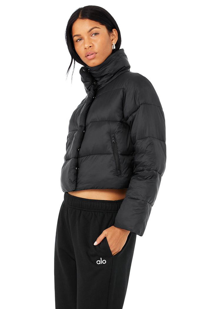 Alo Yoga Gold Rush Puffer Women's Jackets Black | SRPBKIY-87