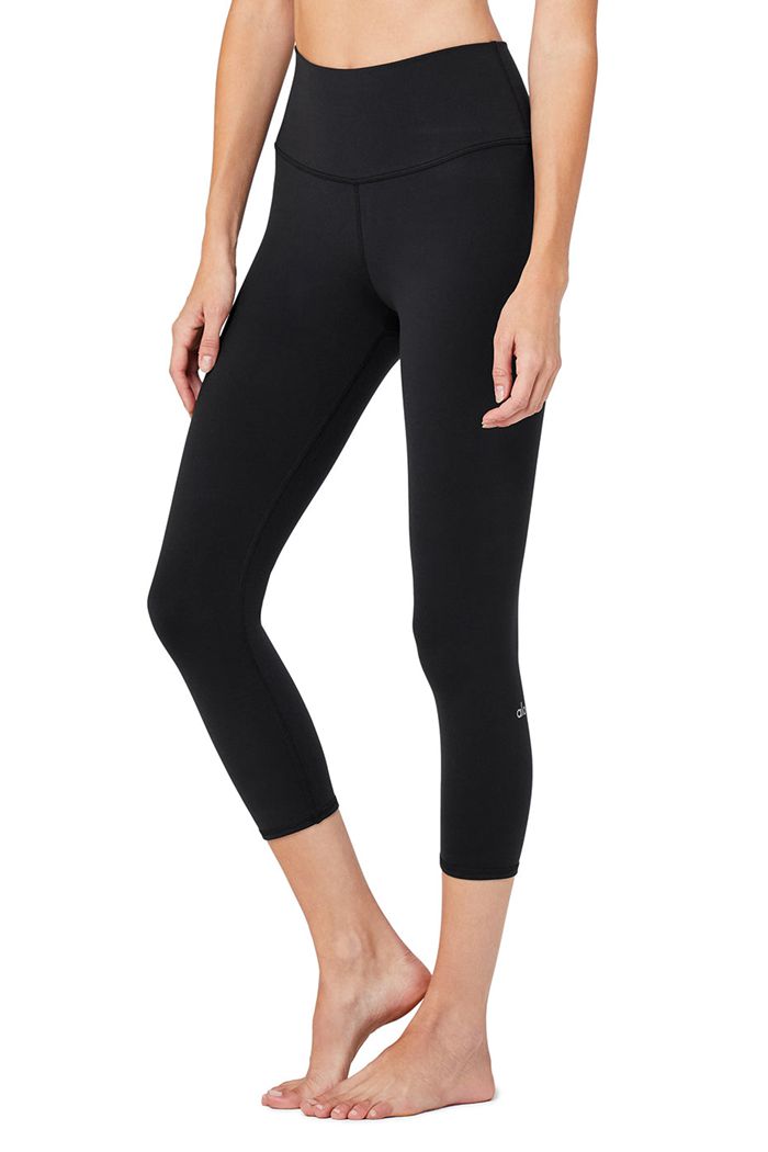 Alo Yoga High-Waist Airbrush Capri Women's Pants Black | RLPUQMC-53