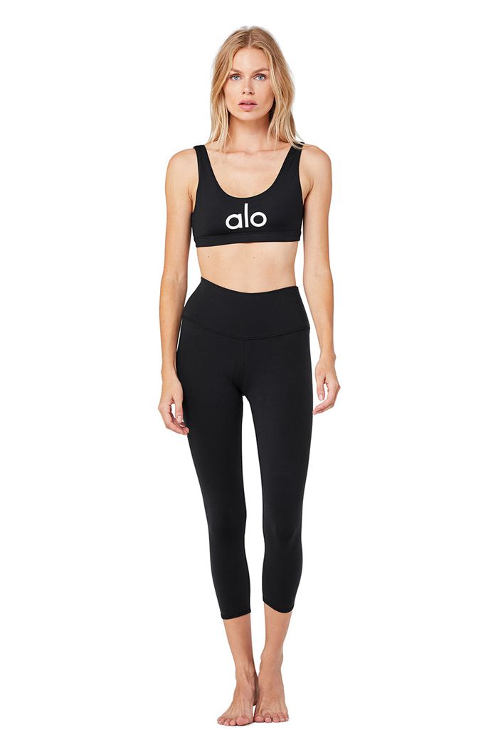 Alo Yoga High-Waist Airbrush Capri Women's Pants Black | RLPUQMC-53