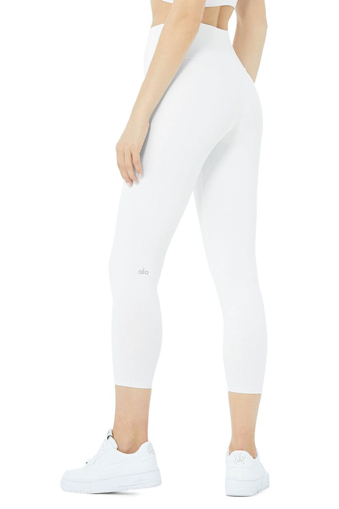 Alo Yoga High-Waist Airbrush Capri Women's Pants White | XKQZOMR-34