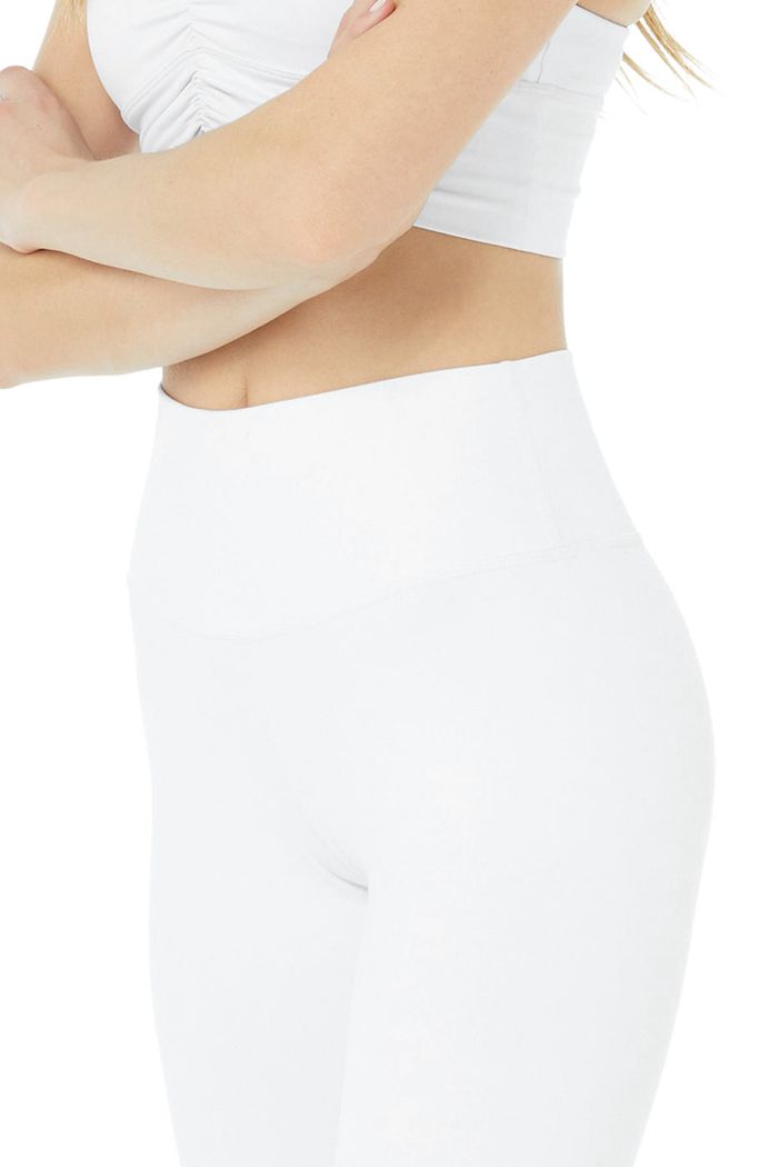 Alo Yoga High-Waist Airbrush Capri Women's Pants White | XKQZOMR-34