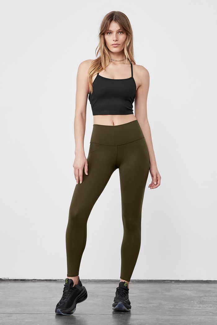 Alo Yoga High-Waist Airbrush Women's Leggings Dark Olive | NFYXZHL-05