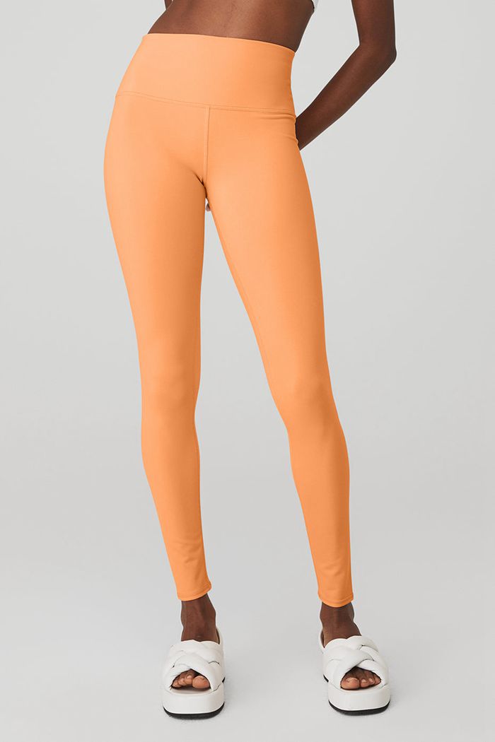 Alo Yoga High-Waist Airbrush Women\'s Leggings Orange | PACBSGJ-84