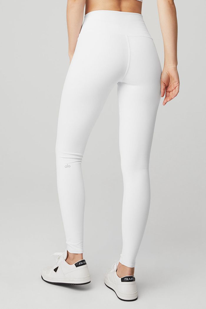 Alo Yoga High-Waist Airbrush Women's Leggings White | ZDLKASI-39