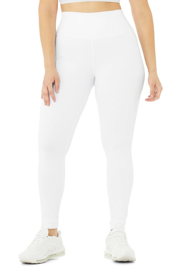 Alo Yoga High-Waist Airbrush Women's Leggings White | ZDLKASI-39