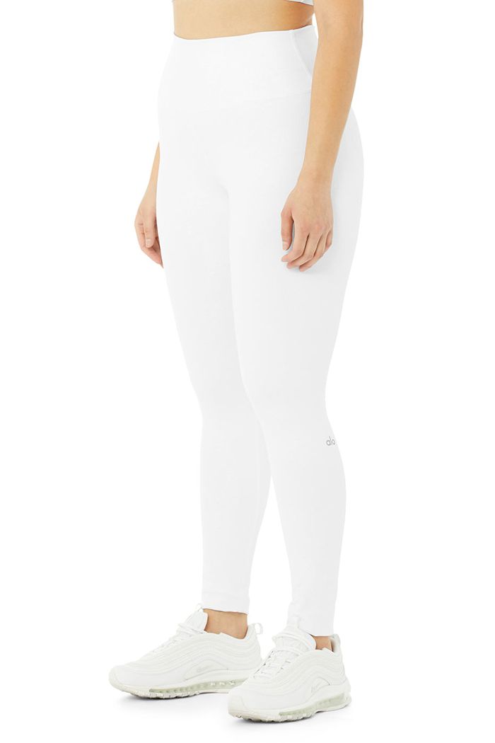 Alo Yoga High-Waist Airbrush Women's Leggings White | ZDLKASI-39