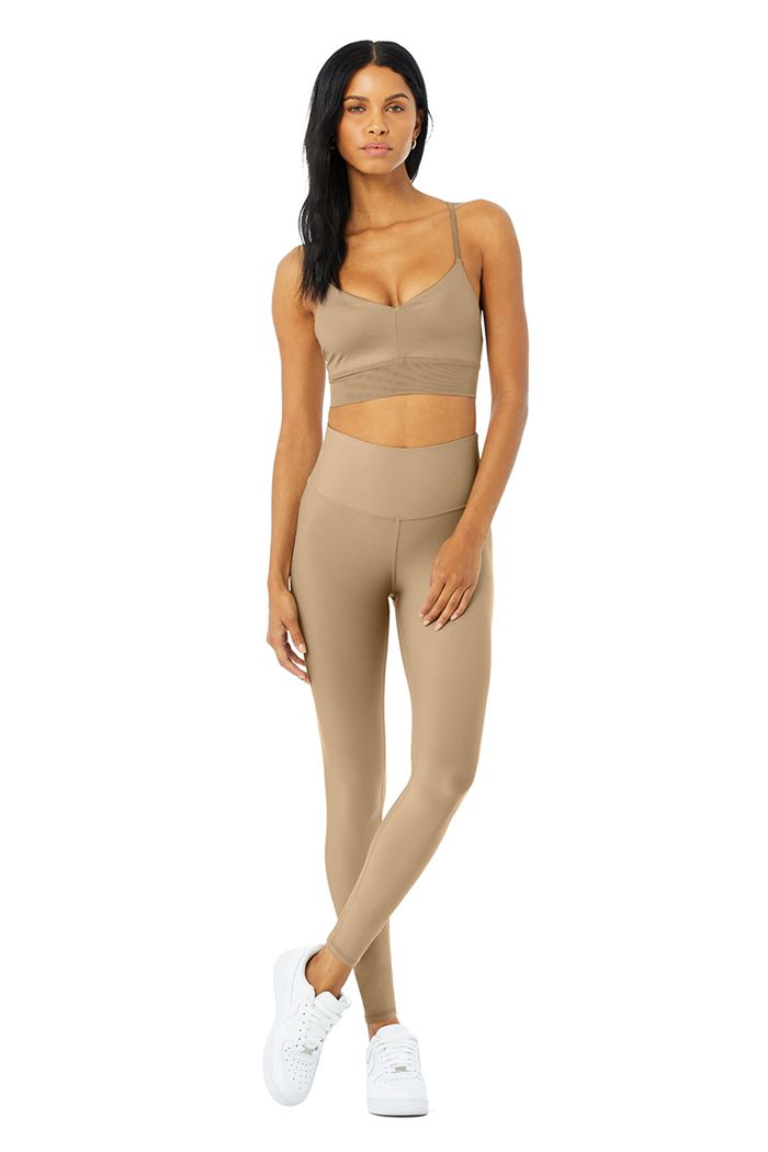 Alo Yoga High-Waist Airlift Women's Leggings Brown | KNTUFIW-19