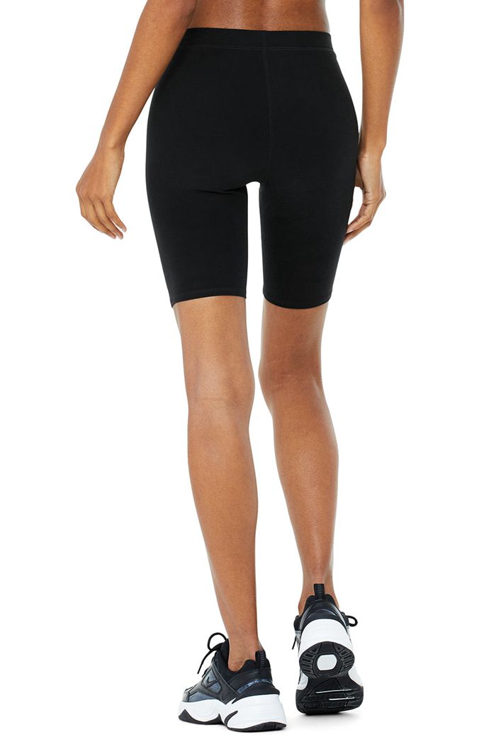 Alo Yoga High-Waist Alosoft Flow Biker Women's Short Black | MFDZVBR-68