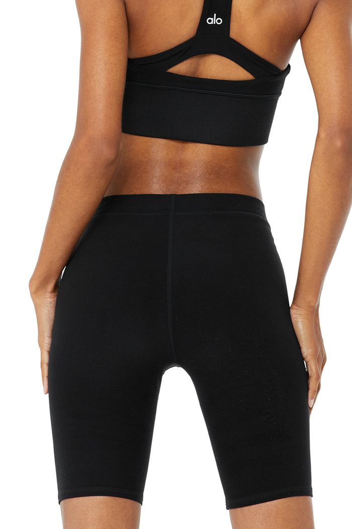 Alo Yoga High-Waist Alosoft Flow Biker Women's Short Black | MFDZVBR-68