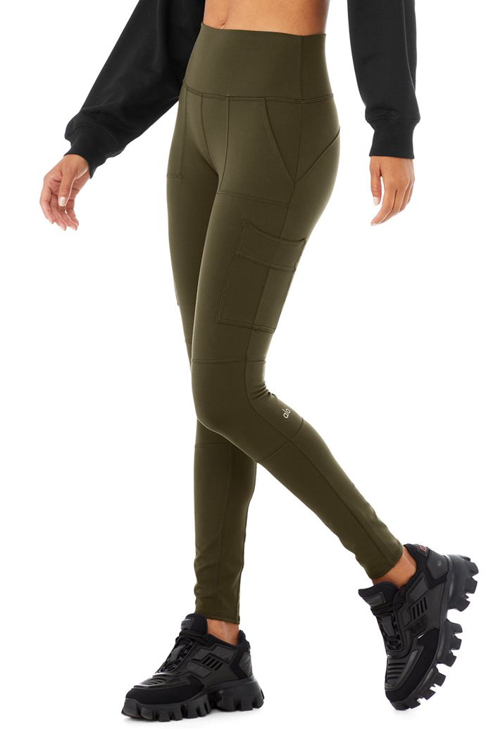 Alo Yoga High-Waist Cargo Women's Leggings Dark Olive | HXJSNAE-29