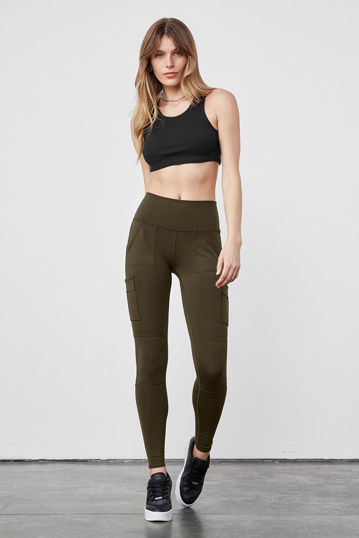 Alo Yoga High-Waist Cargo Women's Leggings Dark Olive | HXJSNAE-29