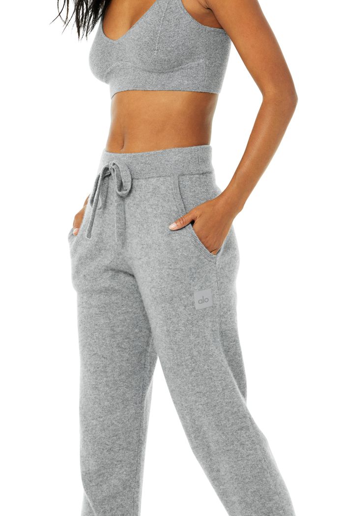 Alo Yoga High-Waist Cashmere Jet Set Women's Pants Grey | GQWCFVI-87