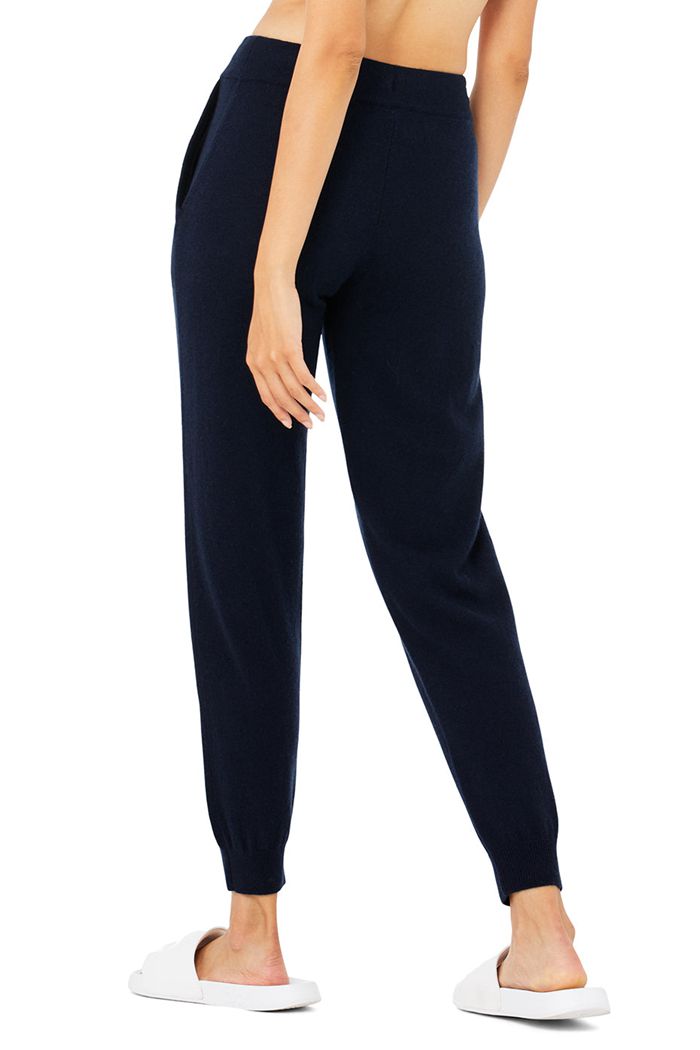 Alo Yoga High-Waist Cashmere Jet Set Women's Pants Navy | IMYFQVU-13