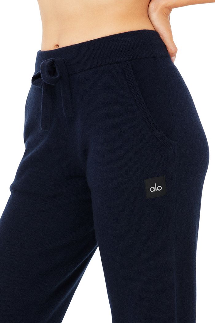 Alo Yoga High-Waist Cashmere Jet Set Women's Pants Navy | IMYFQVU-13