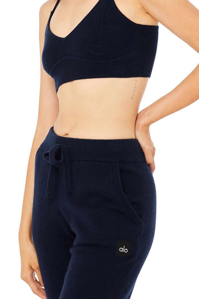 Alo Yoga High-Waist Cashmere Jet Set Women's Pants Navy | IMYFQVU-13