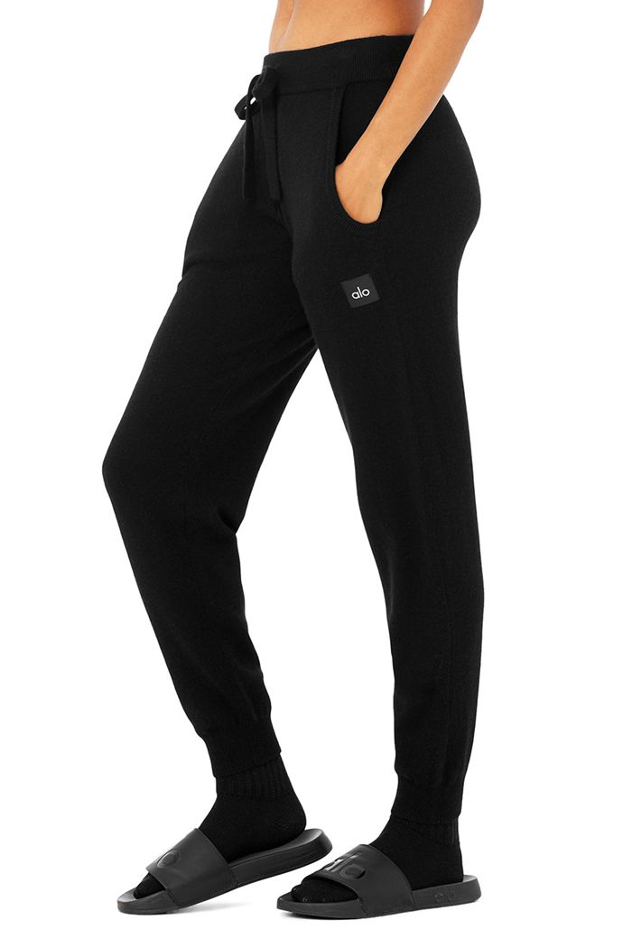 Alo Yoga High-Waist Cashmere Jet Set Women's Pants Black | LWTOUHF-74