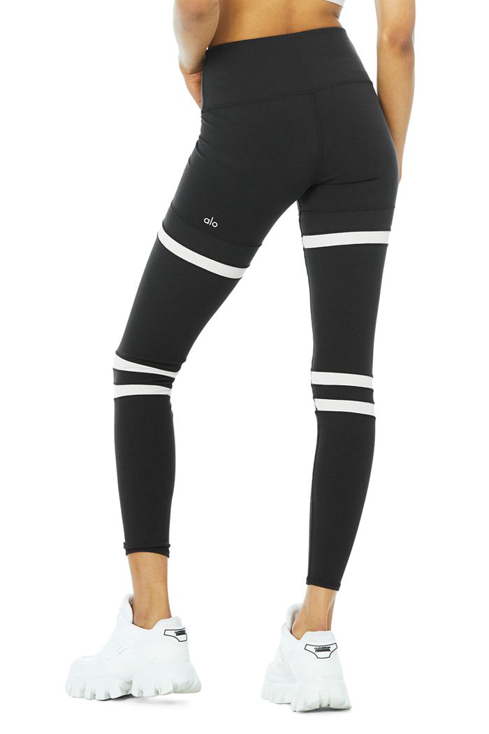 Alo Yoga High-Waist Legit Women's Leggings Black Beige | TAFBPUZ-23