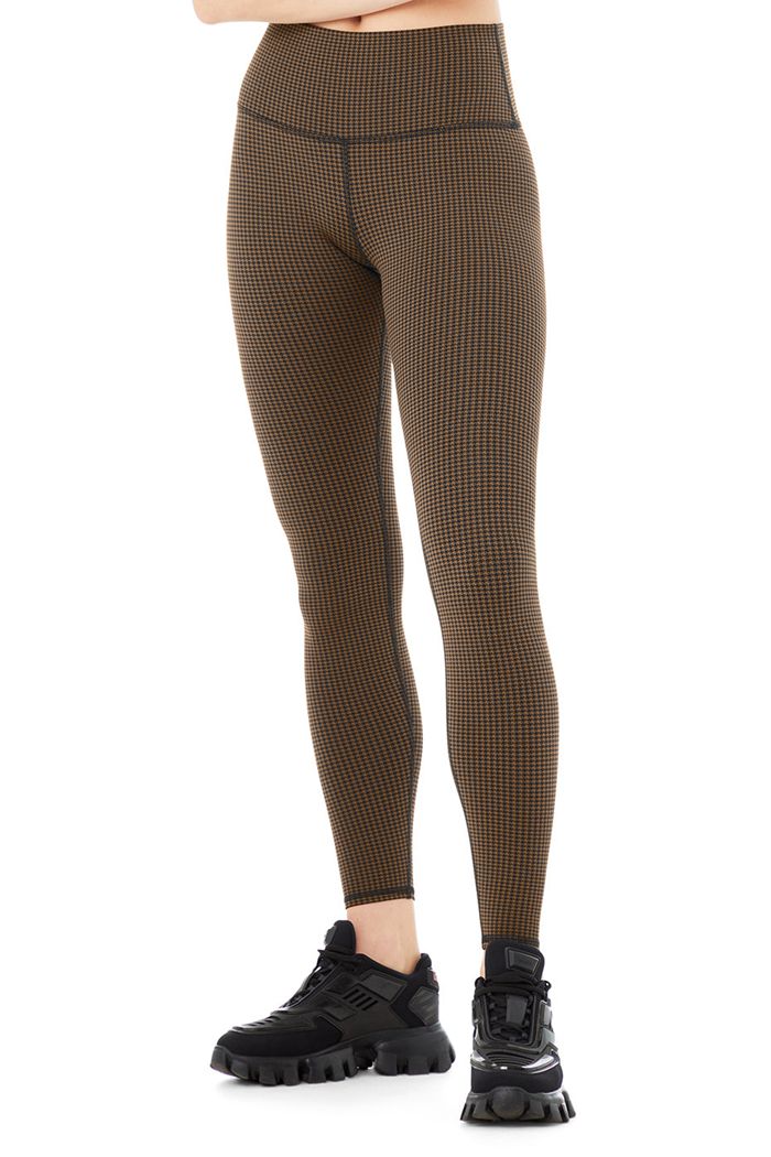 Alo Yoga High-Waist Micro Houndstooth Women's Leggings Black | WAPKFYB-93