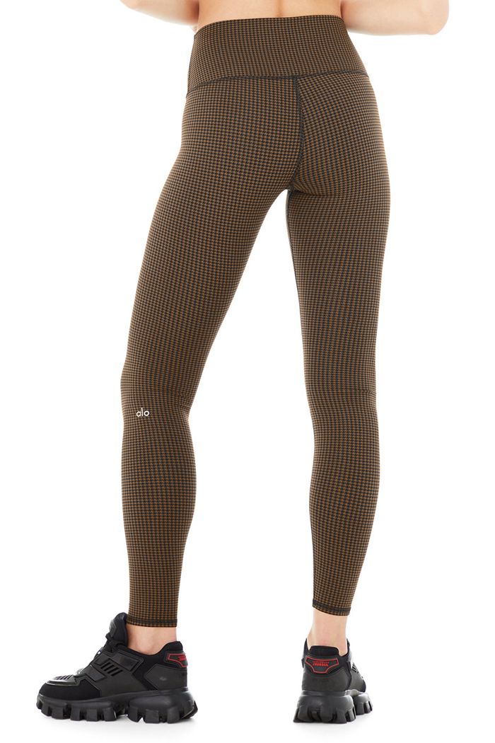 Alo Yoga High-Waist Micro Houndstooth Women's Leggings Black | WAPKFYB-93