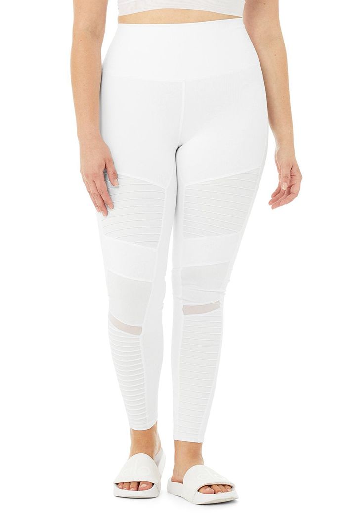 Alo Yoga High-Waist Moto Women's Leggings White | CSBEWKF-09