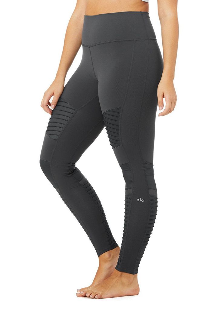 Alo Yoga High-Waist Moto Women's Leggings Dark Grey | MWUEXFC-13