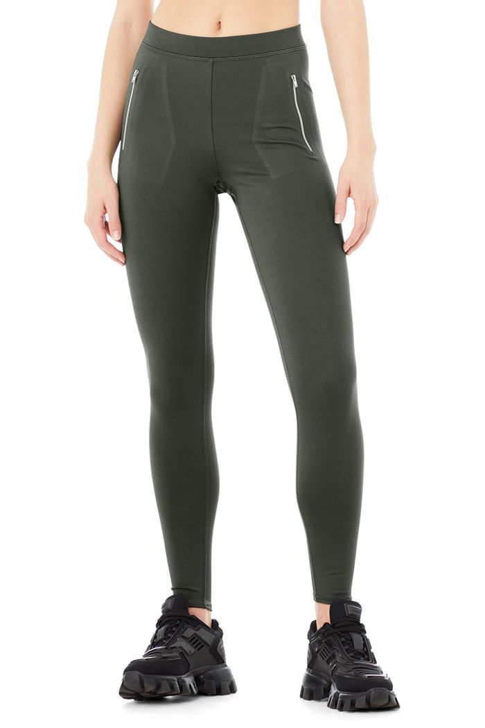 Alo Yoga High-Waist Thrill Seeker Women's Leggings Dark Green | CATWZYX-16