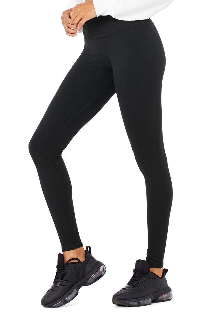 Alo Yoga High-Waist Winter Warmth Plush Women's Leggings Black | YRVGIHB-25