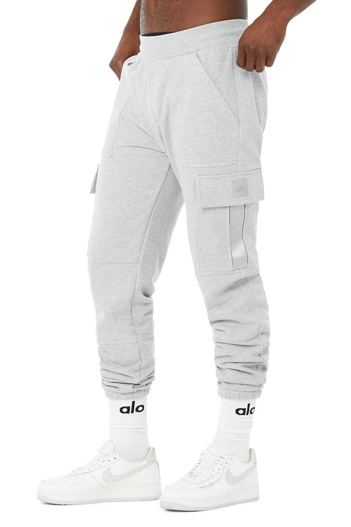 Alo Yoga Highline Cargo Sweat Men's Pants Grey | EXNIBAS-56