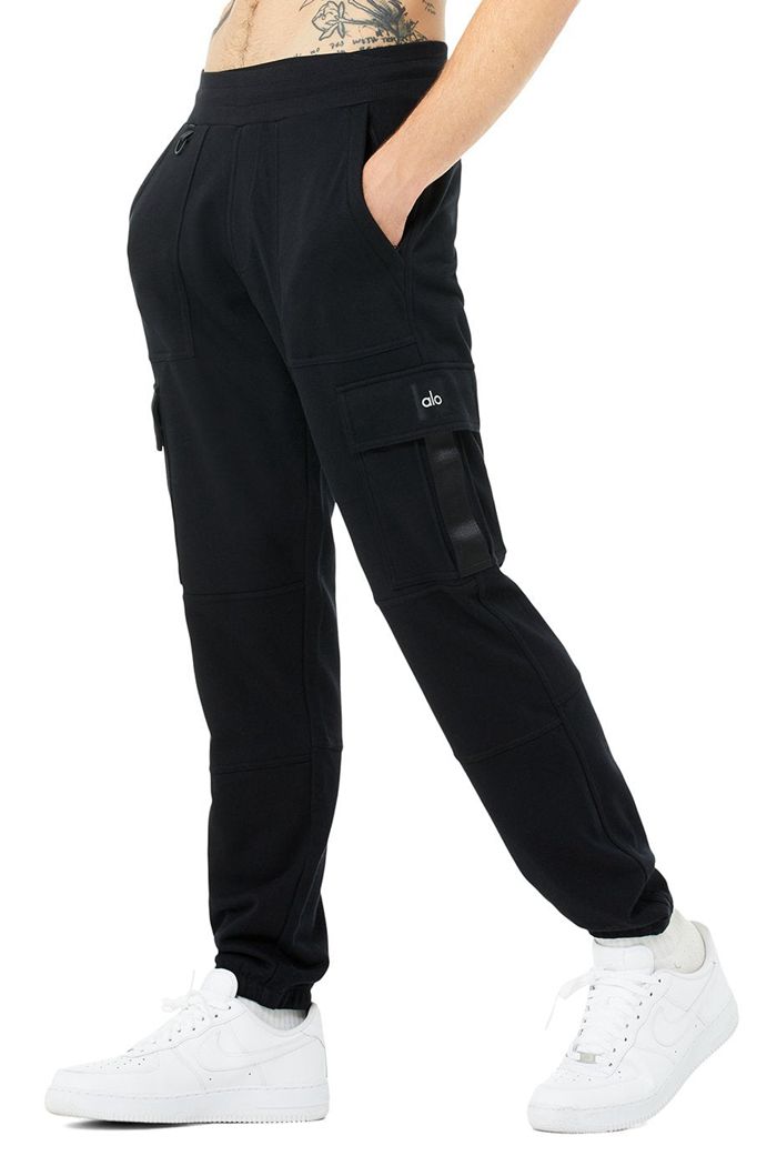 Alo Yoga Highline Cargo Sweat Men's Pants Black | ZWKJEVI-28