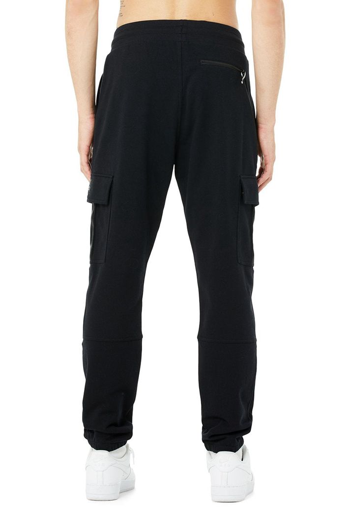 Alo Yoga Highline Cargo Sweat Men's Pants Black | ZWKJEVI-28