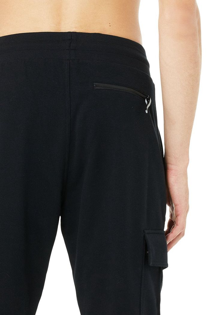 Alo Yoga Highline Cargo Sweat Men's Pants Black | ZWKJEVI-28