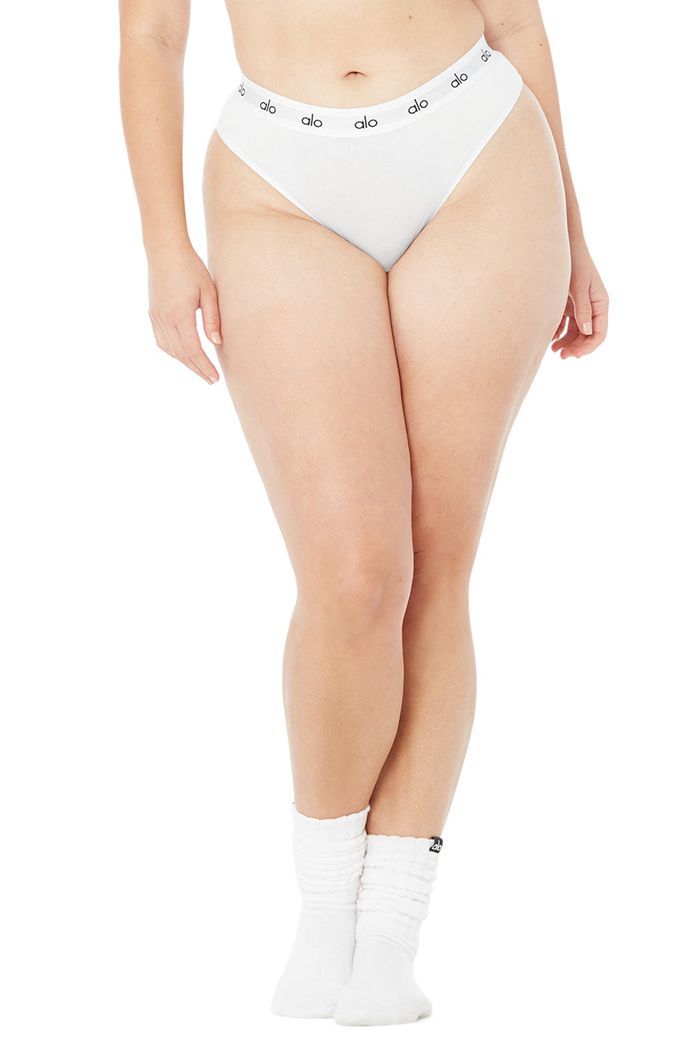 Alo Yoga Icon Cheeky Women's Underwear White | LIYHCVK-84