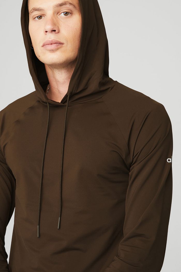 Alo Yoga Idol Hooded Runner Men's Hoodie Black | PUKDZHT-02