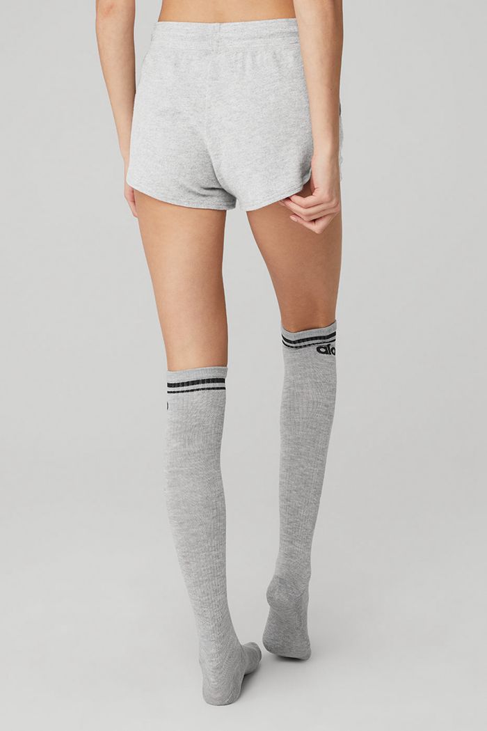 Alo Yoga Knee-High Throwback Women's Socks Grey Black | RFINKDG-80