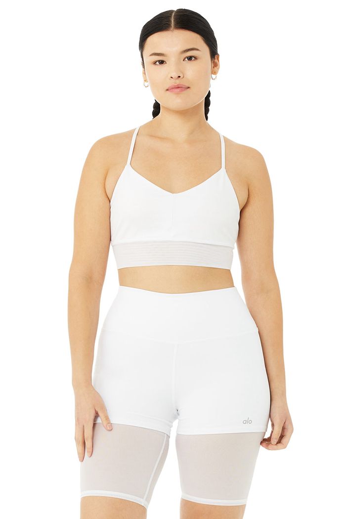 Alo Yoga Lavish Women's Bras White | CQKFDIP-40