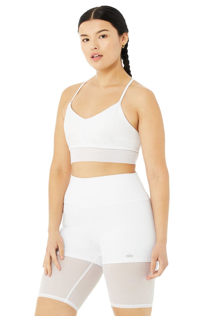 Alo Yoga Lavish Women's Bras White | CQKFDIP-40