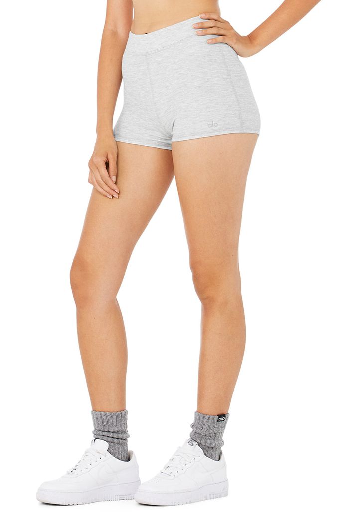 Alo Yoga Micro Waffle Pleasant Boy Women's Short Grey | VTRYEZL-23