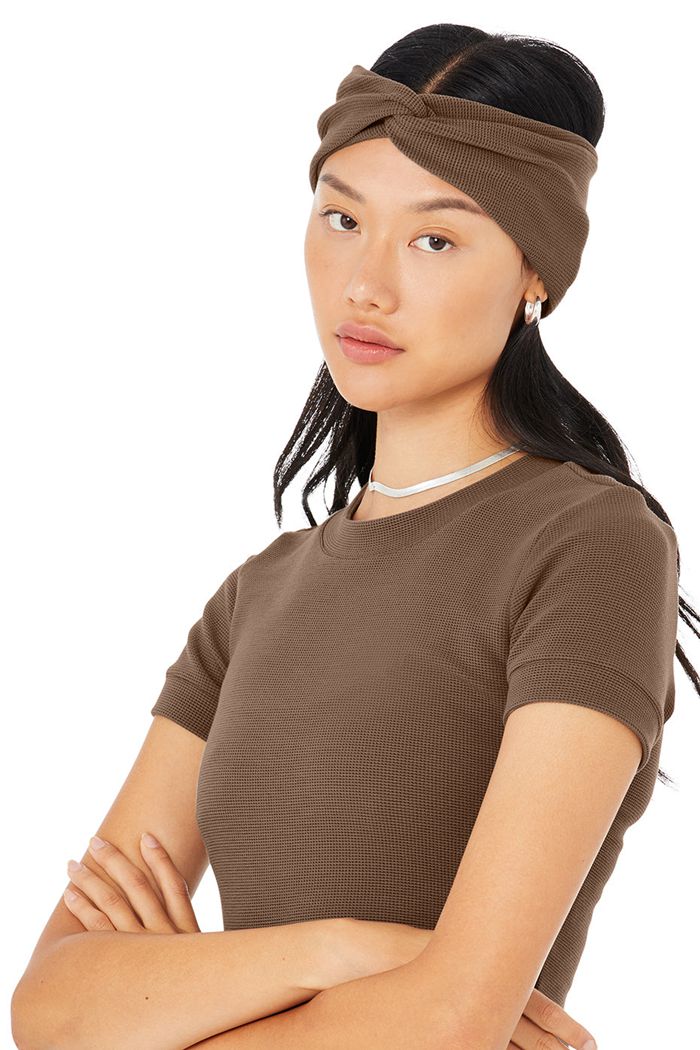 Alo Yoga Micro Waffle Women's Headband Brown | FPTIXBJ-15