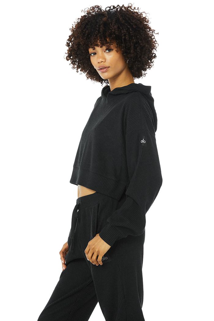 Alo Yoga Muse Women's Hoodie Black | UNVBFRD-03