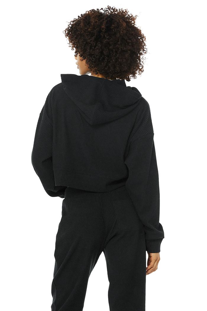 Alo Yoga Muse Women's Hoodie Black | UNVBFRD-03